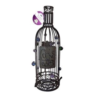 Whimsy Collection Wine Bottle Cork Cage Holder / Display With Colorful beads 14”
